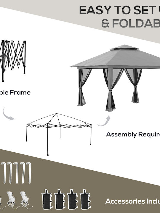 Outsunny Gazebo Grădină Gri x4m