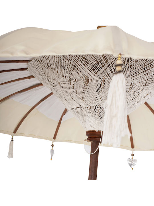 Professional Circular Wicker Umbrella Ecru F2xY2m