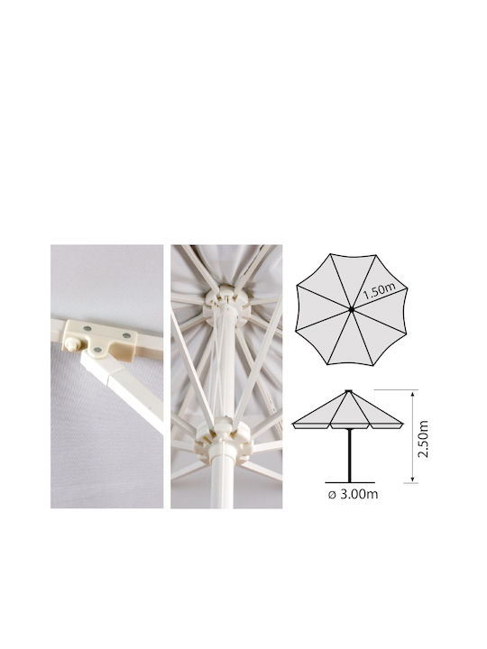 Professional Circular Aluminum Parasol White Diameter 3m