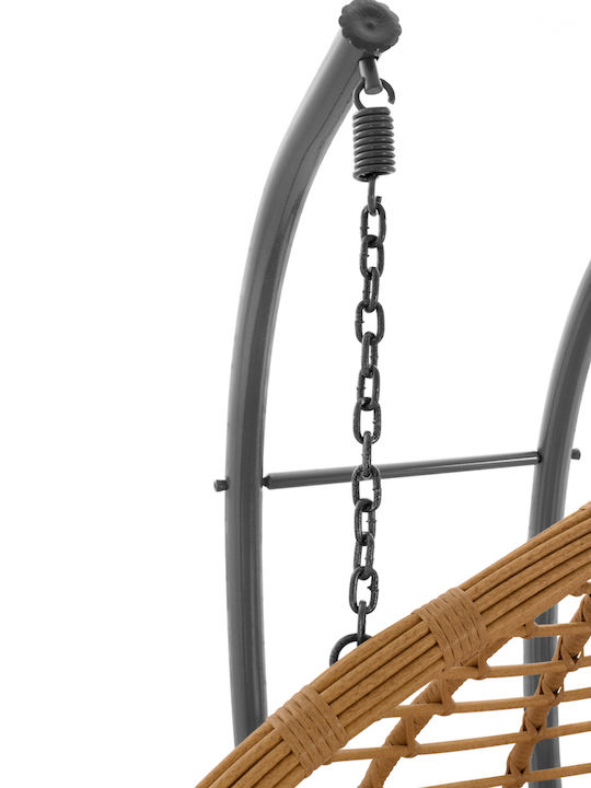 Κούνια Φωλιά με Βάση και Μαξιλάρι Rattan Γκρι - Μπεζ Αντοχής έως 230kg 120x120x200cm