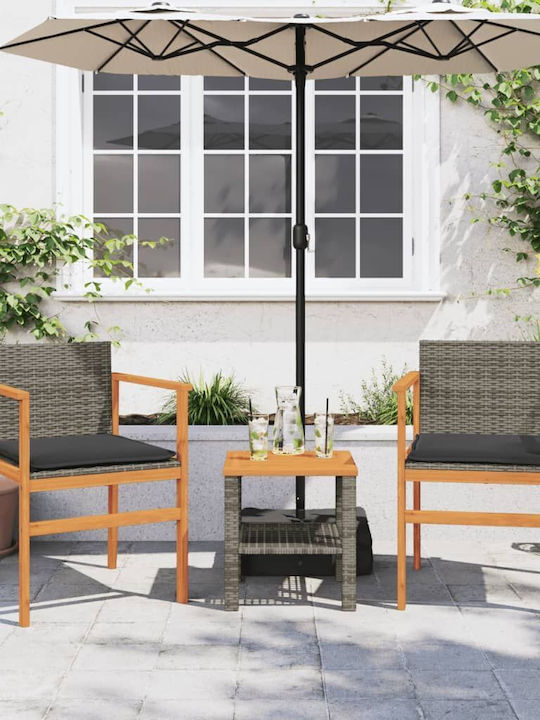Scaun de exterior Rattan Grădină Gri cu pernă 2buc 55x55x78cm