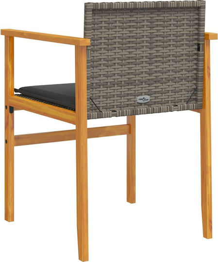 Outdoor Chair Rattan Garden Grey with Cushion 2pcs 55x55x78cm