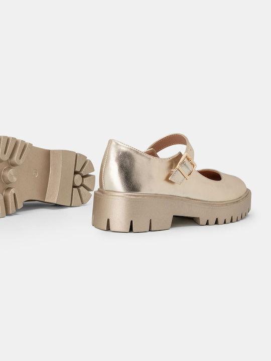 Synthetic Leather Ballerinas Gold
