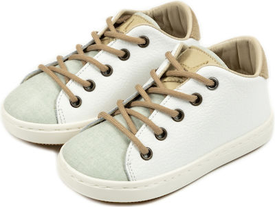 Babywalker Baptism Leather Sneakers Λευκό-Μέντα-Μπεζ