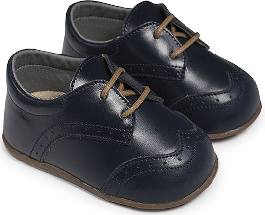 Babywalker Brogues Βαπτιστικά Δερμάτινα Oxfords Μπλε Μαρέν