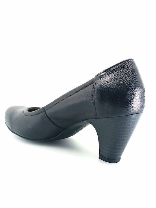 Leather Black Medium Heels