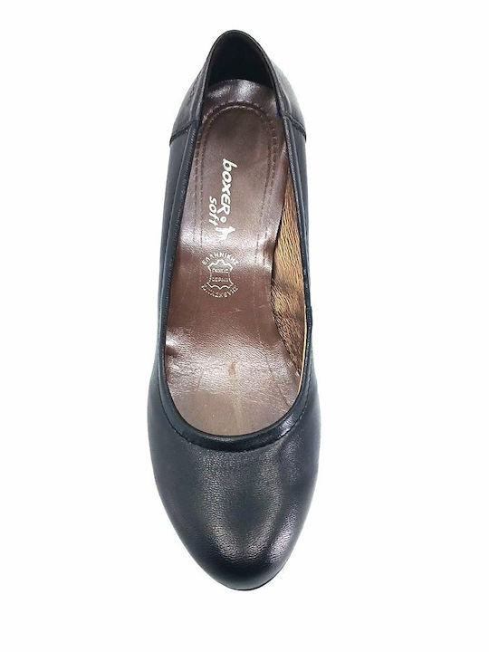 Leather Black Medium Heels