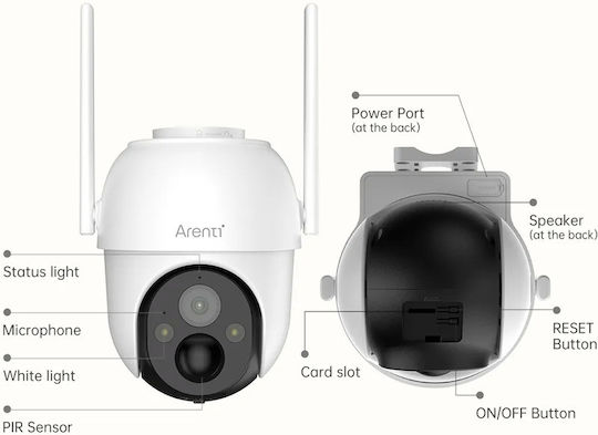 Arenti IP Κάμερα Παρακολούθησης Wi-Fi Full HD+ 4MP Αδιάβροχη Μπαταρίας με Αμφίδρομη Επικοινωνία και Φακό 4mm