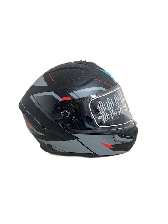 Faseed 917 Flip-Up Helmet with Sun Visor Red/Grey