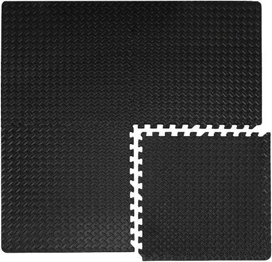 Profit Δάπεδα Παζλ Γυμναστηρίου Μαύρα 60x60x1.2cm 4τμχ