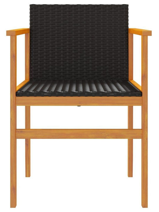 Καρέκλα Εξωτερικού Χώρου Rattan Μαύρο 2τμχ 55x55x78εκ.