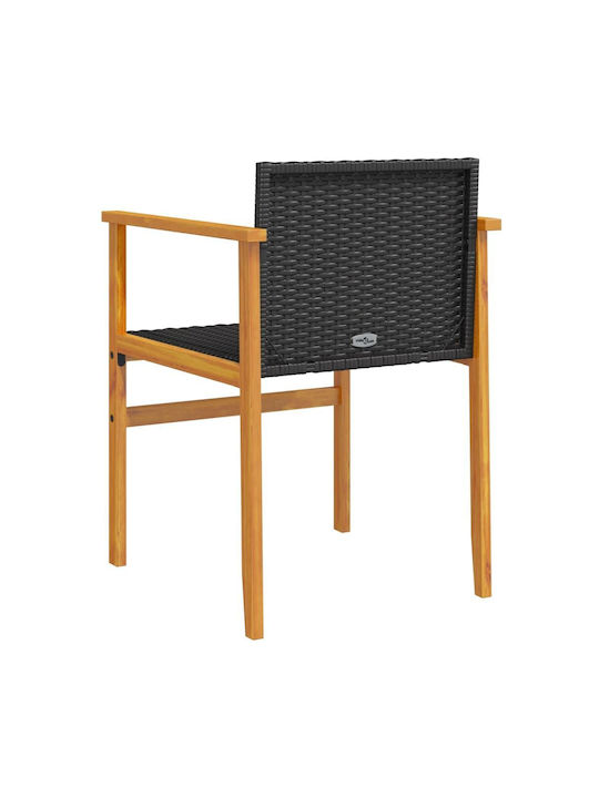 Καρέκλα Εξωτερικού Χώρου Rattan Μαύρο 2τμχ 55x55x78εκ.