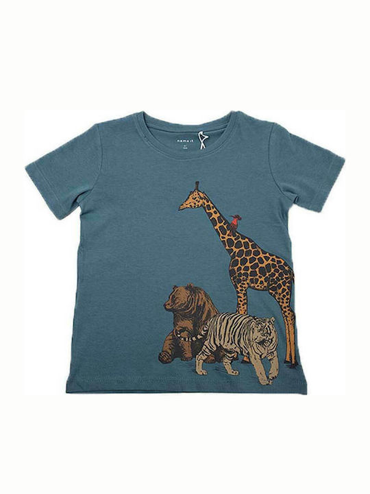 Name It Kids T-shirt Blue Wild Animals