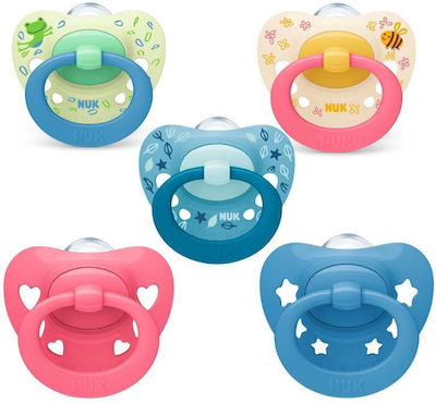 Nuk Orthodontic Pacifier Silicone Signature Leaflets Ciell with Case for 6-18 months 1pcs