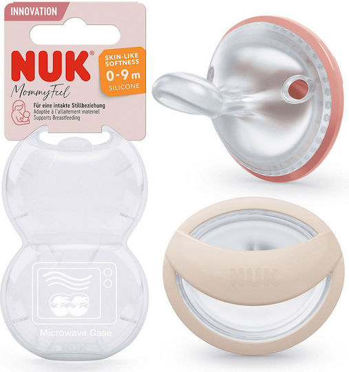 Nuk Mommy Feel Orthodontic Pacifiers Silicone with Case Gray & Beige for 0-9 months 2pcs