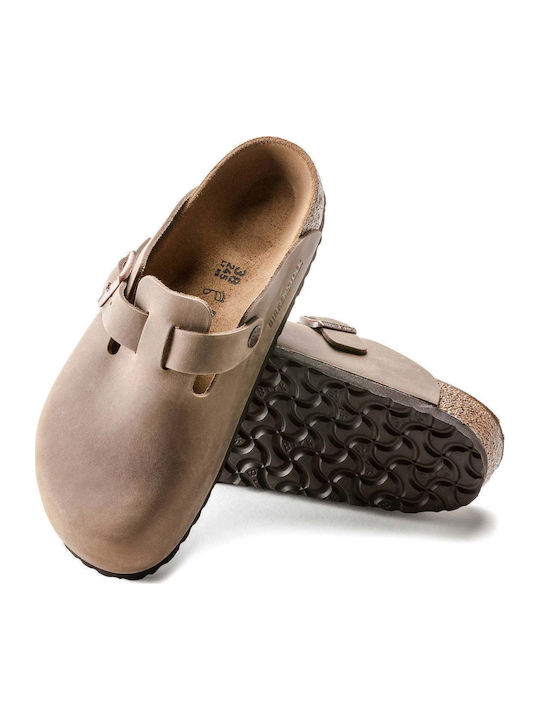 Boston Oiled Leather Кожени Зимни Мъжки Чехли Табако Кафяв Тясна Кройка