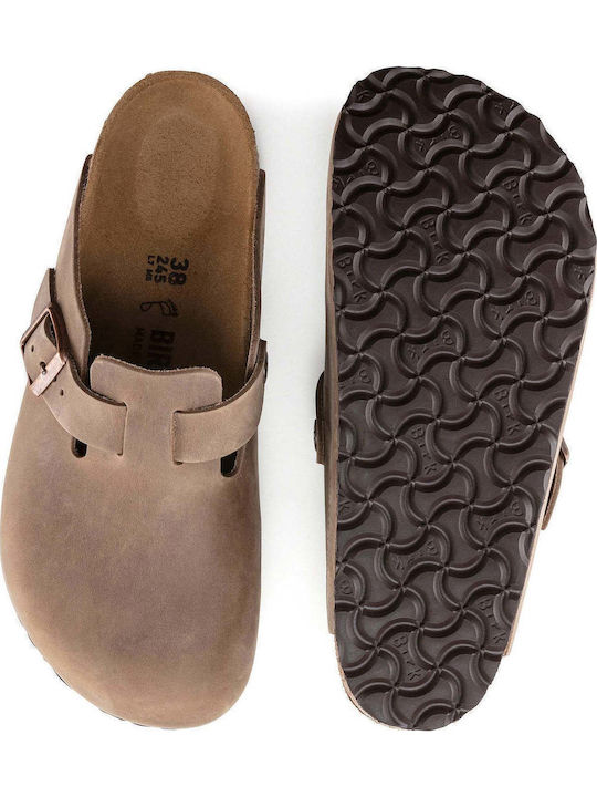Boston Oiled Leather Кожени Зимни Мъжки Чехли Табако Кафяв Тясна Кройка