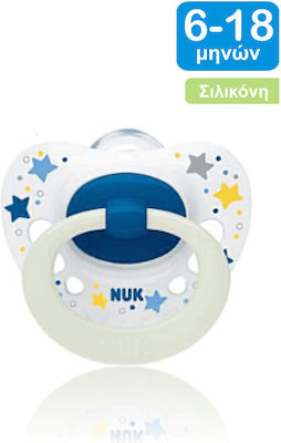 Nuk Orthodontischer Schnuller Silikon Signature Sterne White - Blue Nacht für 6-18 Monate 1Stück