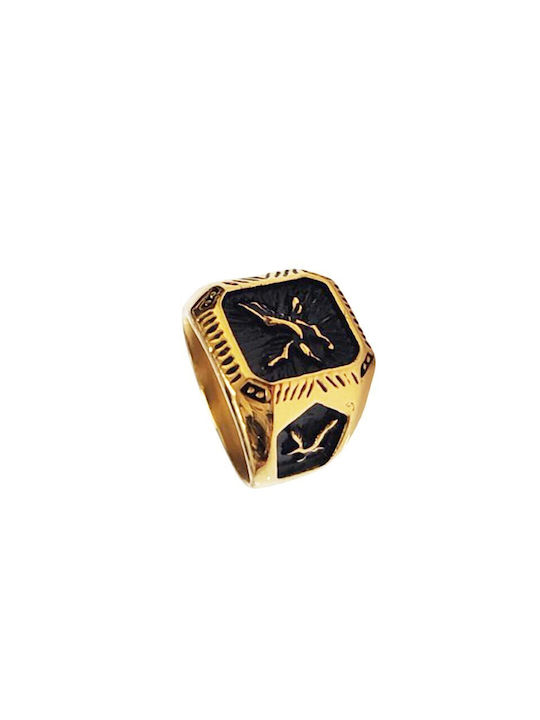 FantazyStores Men's Gold Plated Steel Ring