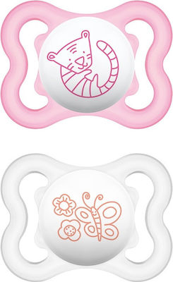 Mam Orthodontic Pacifiers Rubber Tiger-Butterfly Pink-White for 2-6 months 2pcs