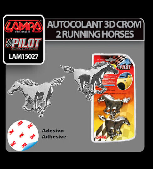 Lampa Car Stickers Horses 10.5 x 7.2cm in Silver Color 2pcs