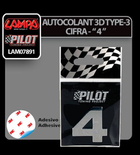 Lampa Adhesive Number for Car "4" 2.8cm in Silver Colour 0789.1-LM