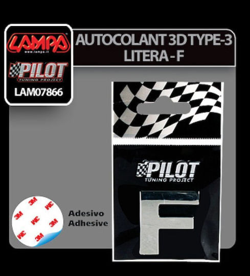 Lampa Adhesive Letter for Car "F" 2.8cm in Silver Colour 0786.6-LM