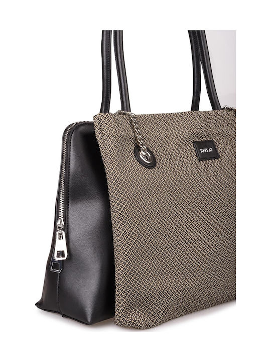 Δερμάτινη Γυναικεία Τσάντα Shopper Μαύρη