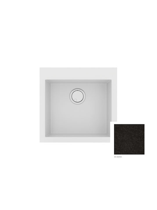Sanitec Ultra Granite Drop-In Spüle aus Verbundgranulat B50xT50cm Nero