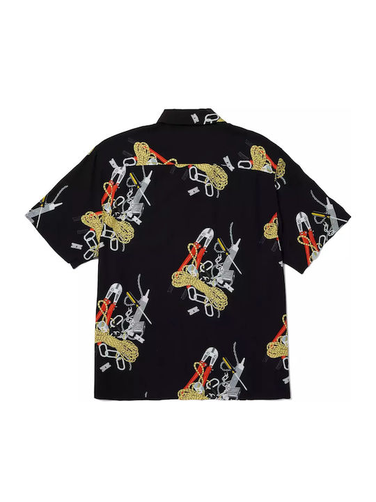 Short-sleeved Shirt in Wide Line Black
