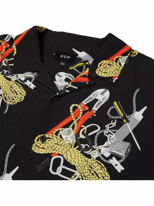 Short-sleeved Shirt in Wide Line Black