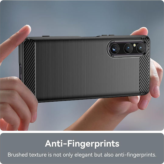 Techsuit Carbon Back Cover Silicon Negru (Xperia 1 V)