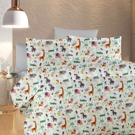 Dimcol Παιδικό Πάπλωμα Μονό Kids Zoo White-Multi 160x240εκ. Dimcol Παιδικό Πάπλωμα Μονό Kids Zoo White-Multi 160x240εκ.