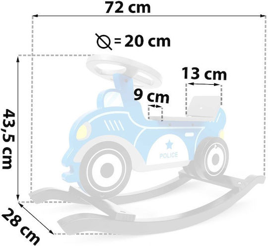 Ricokids Wooden Rocking Toy Car with Max Load Capacity 15kg Blue