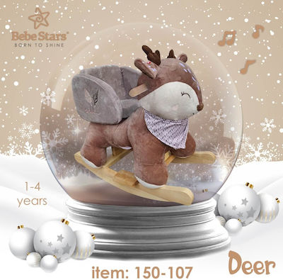 Bebe Stars Fabric Rocking Toy Deer with Music Brown