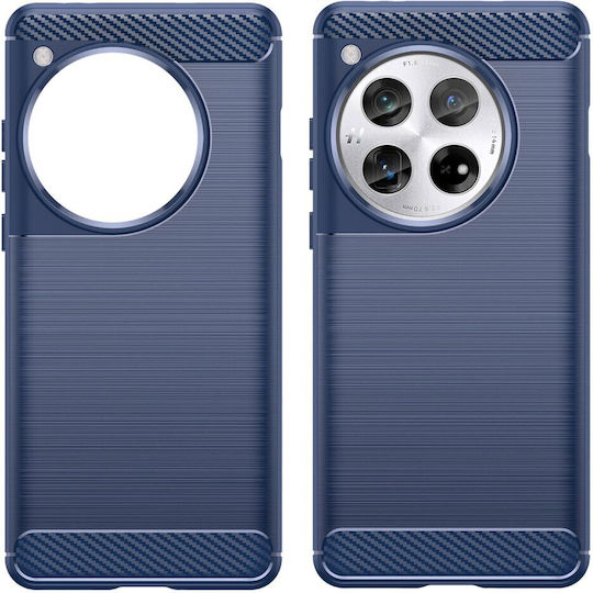 Brushed Carbon Umschlag Rückseite Silikon Blau (OnePlus 12)