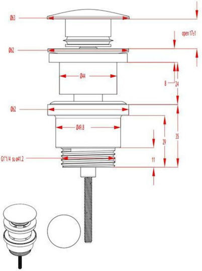 Eurorama Pop Up Brass Valve Sink Bronze
