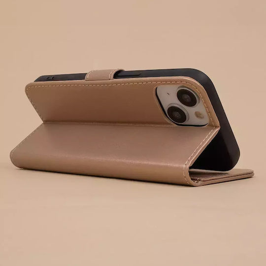 Classic Umschlag Rückseite Gehärtetes Glas Set mit Glas Gold (Xiaomi Redmi 13C)