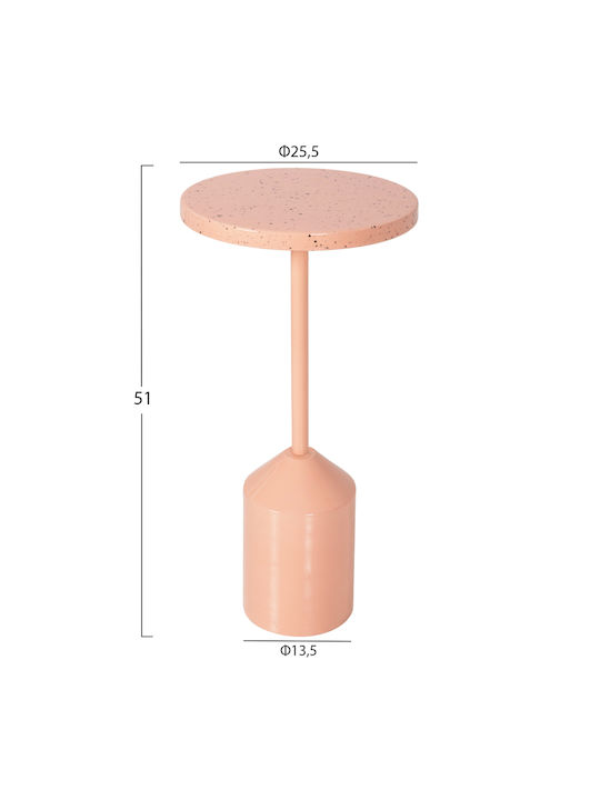 Masă Laterală Rotundă Metalică Roz M25xL25xÎ51cm