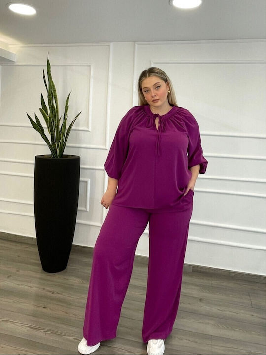Women's Trousers with Rubber Band Purple