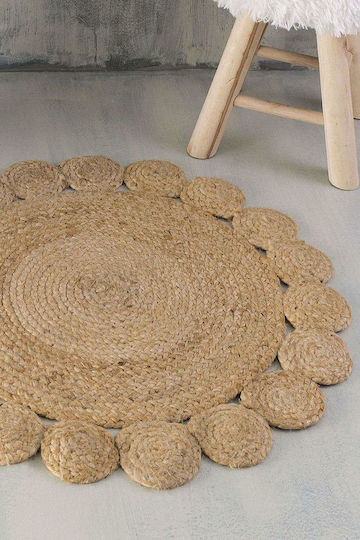 Rythmos Rattan Flower Teppich Rund Sommer Korbweide Natural