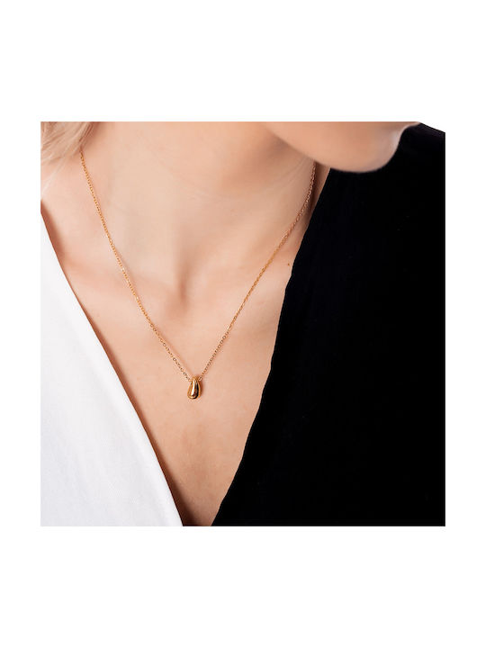 Amor Amor Halskette mit Design Träne aus Vergoldet Stahl