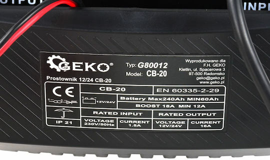 Geko Car, Truck & Motorcycle Battery Charger 12/24V