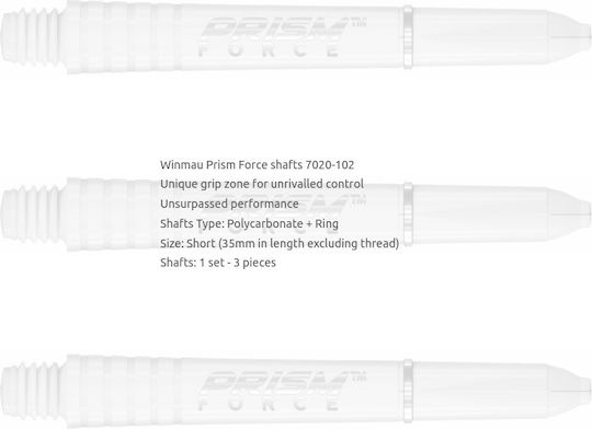 Winmau Prism Force White Short Stems Queues for Darts 3pcs