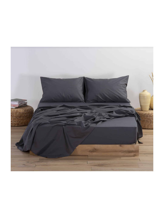 Nef-Nef Homeware Sheet for Single Bed 170x270cm. Basic 011708 727 Dark Grey