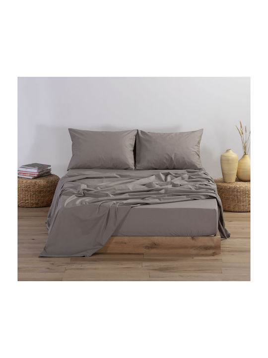 Nef-Nef Homeware Σεντόνι Υπέρδιπλο 240x270εκ. Basic 1185 Mocca