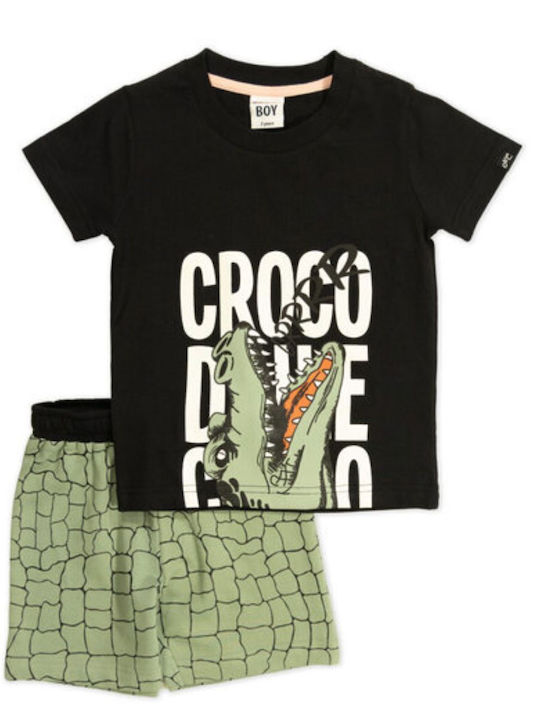 New College Kids Set with Shorts Summer 2pcs Black