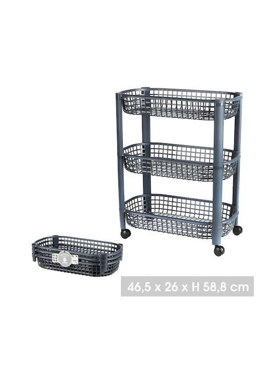 Kitchen Trolley Plastic Blue 46.5x26x59cm