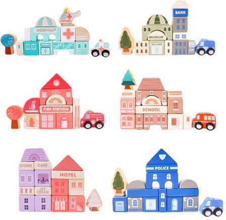 Ecotoys Wooden Building Blocks City For 3+ Years 115 Pieces