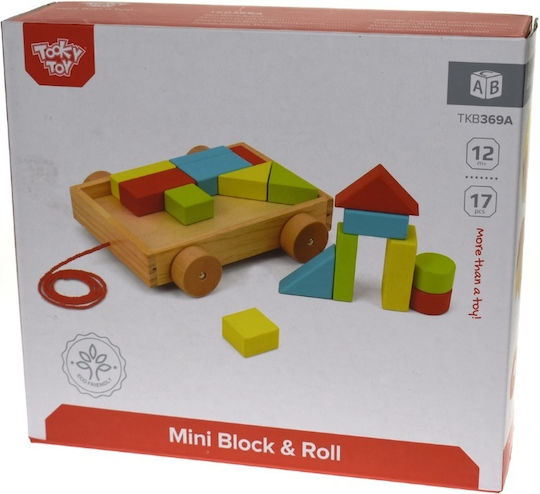 Tooky Toys Конструктори Плъзгаща Се Количка Дървени За 1+ Години 16 Бройки